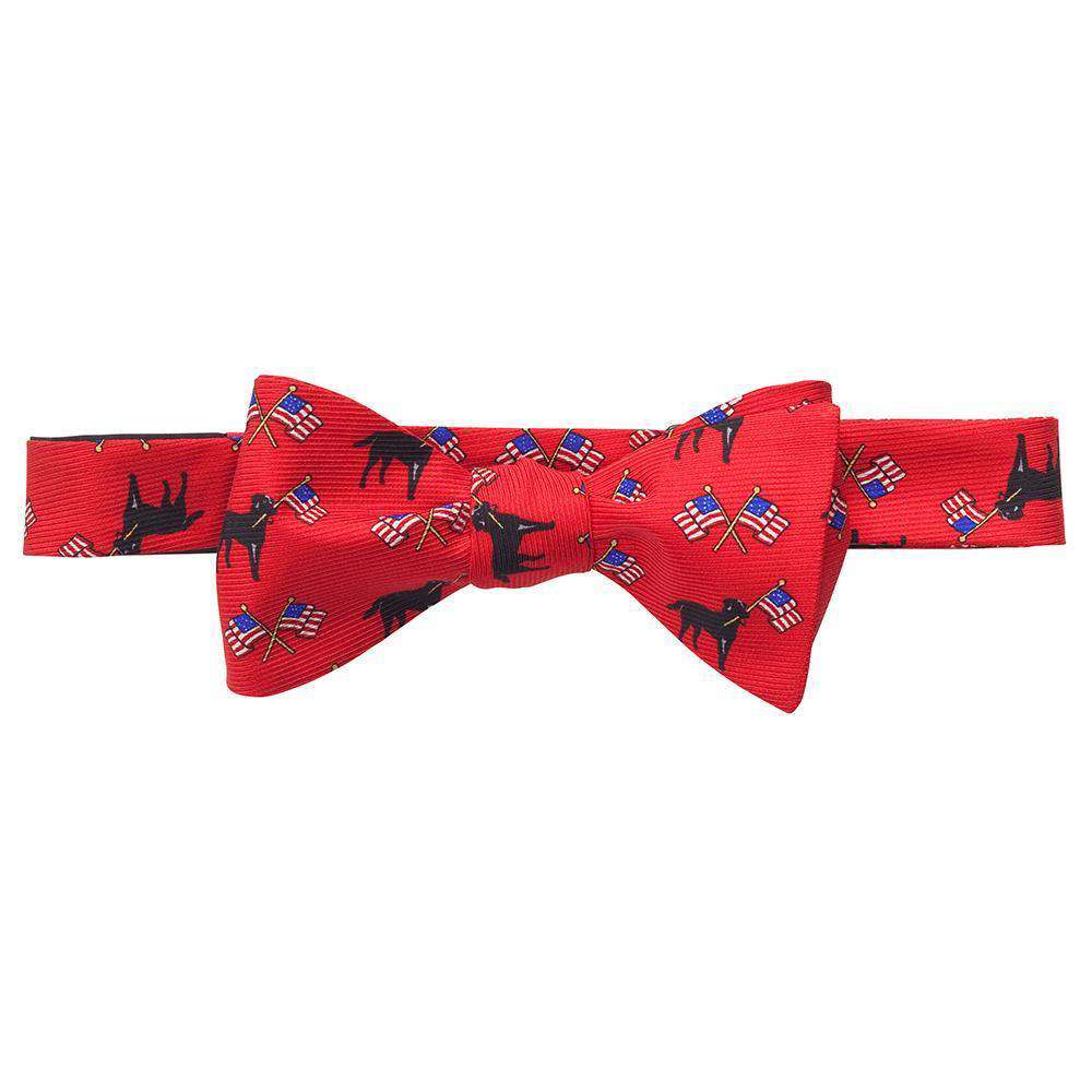 Labs & Flags Bow Tie in Red by Southern Proper - Country Club Prep