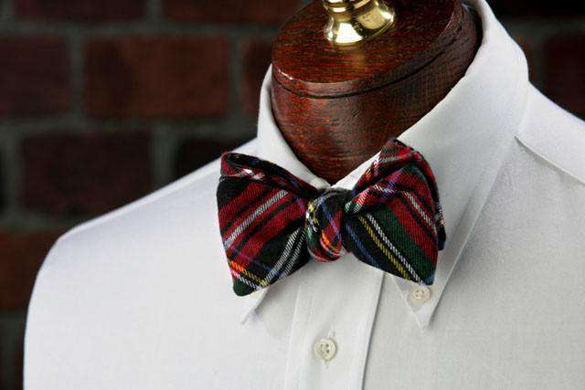 Lennox Flannel Bow Tie in Red and Green by High Cotton - Country Club Prep