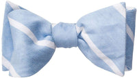 Light Blue Linen Stripe Bow Tie by Southern Proper - Country Club Prep