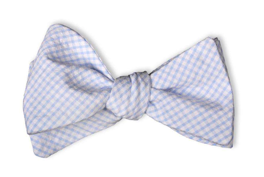 Light Blue Gingham Bow Tie by High Cotton - Country Club Prep