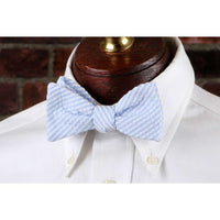 Light Blue Seersucker Stripe Bow Tie by High Cotton - Country Club Prep