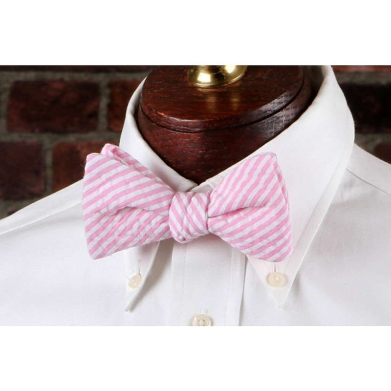 Light Pink Seersucker Stripe Bow Tie by High Cotton - Country Club Prep