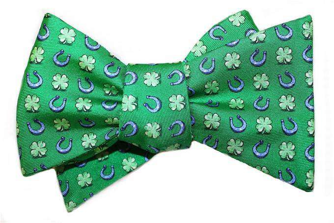 Lucky Horseshoe Bow Tie in Green by Bird Dog Bay - Country Club Prep
