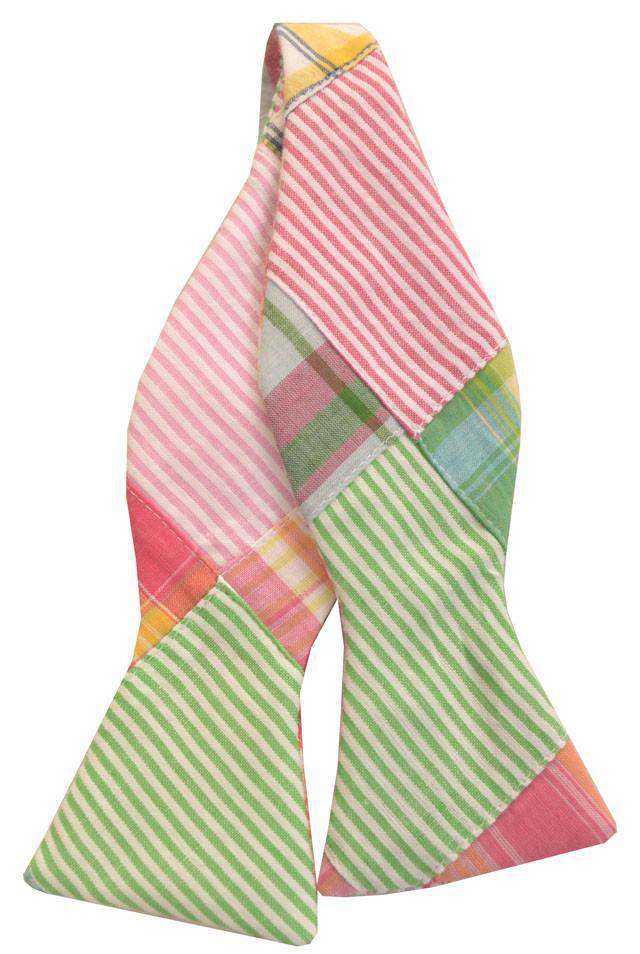 Madras Patchwork Plaid Bow Tie in Sea Island by Just Madras - Country Club Prep
