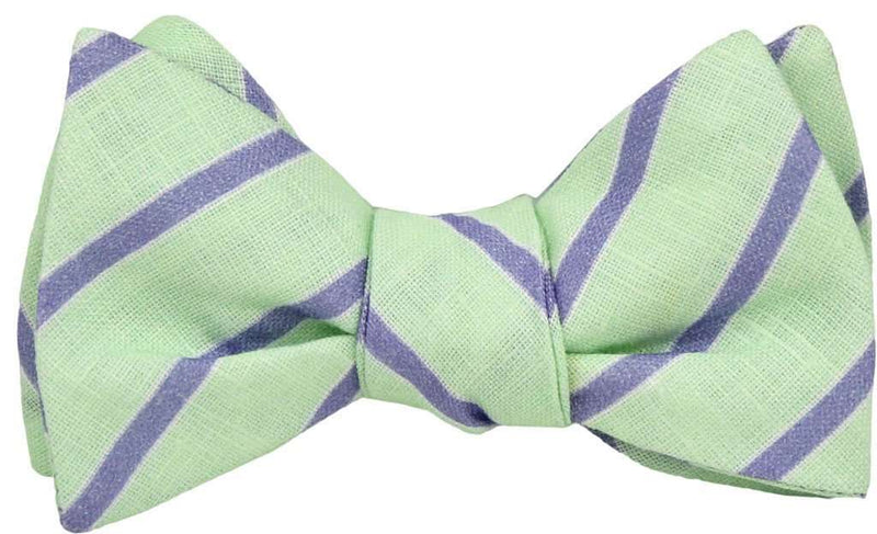 Mint and Periwinkle Linen Stripe Bow Tie by High Cotton - Country Club Prep