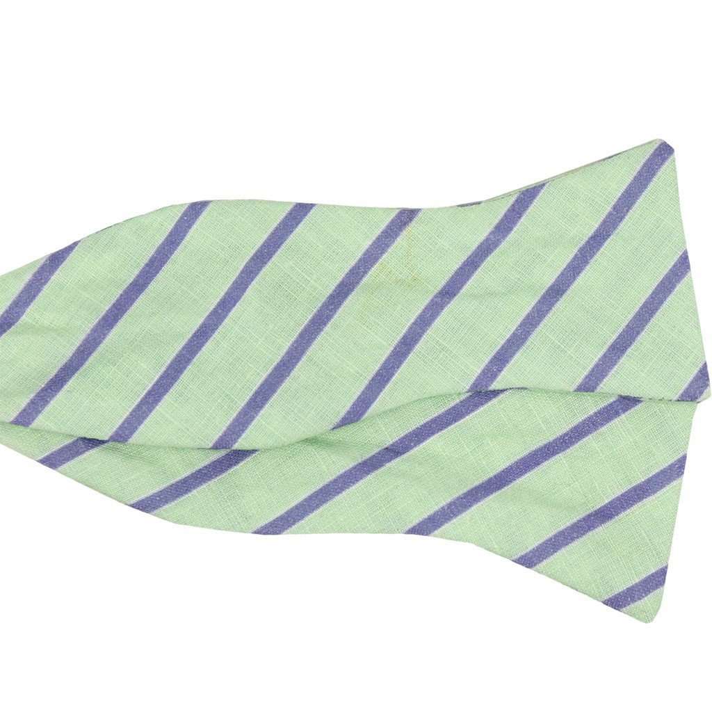 Mint and Periwinkle Linen Stripe Bow Tie by High Cotton - Country Club Prep