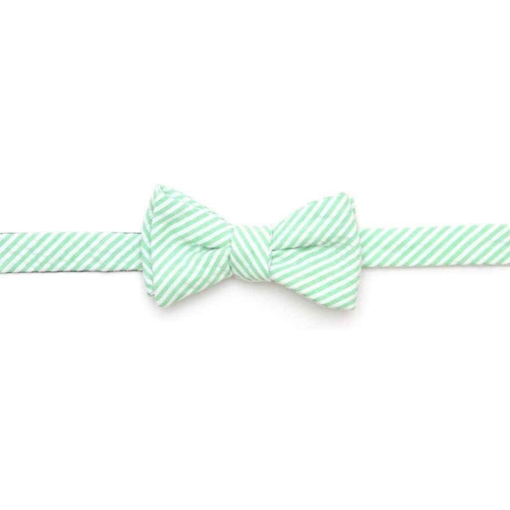 Mint Green Seersucker Stripe Bow Tie by High Cotton - Country Club Prep