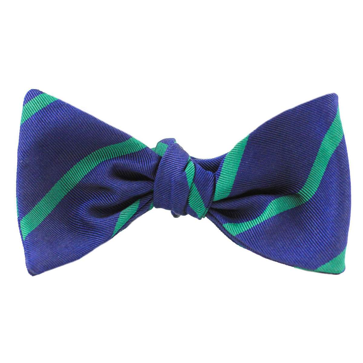 Mogador Bow Tie in Navy with Green Stripe by Res Ipsa - Country Club Prep