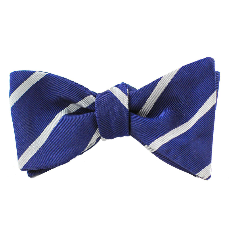 Mogador Bow Tie in Navy with Silver Stripe by Res Ipsa - Country Club Prep