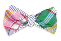 Murray Madras Reversible Bow Tie in Murry Madras and Blue Seersucker by High Cotton - Country Club Prep