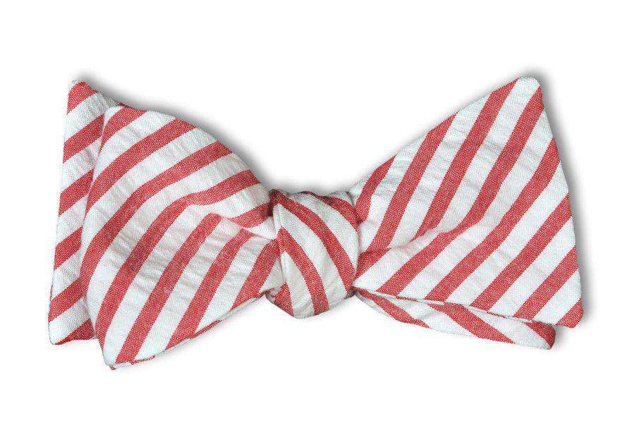 Nantucket Red Seersucker Stripe Bow Tie by High Cotton - Country Club Prep