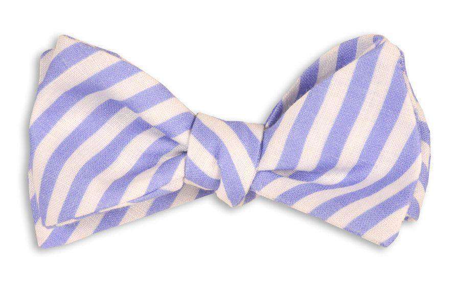 Nautical Blue Stripe Bow Tie in Blue/ Light Purple by High Cotton - Country Club Prep