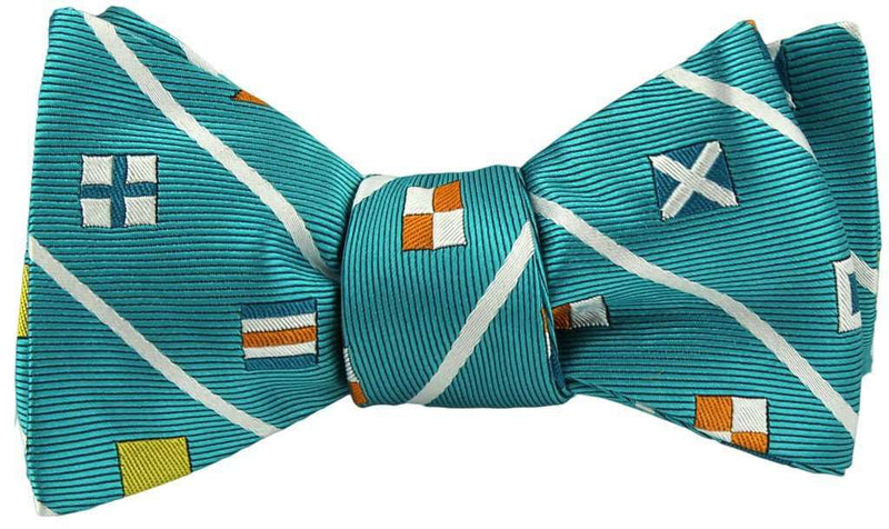 Nautical Signal Flag Bow Tie in Aqua by Anchored Style - Country Club Prep