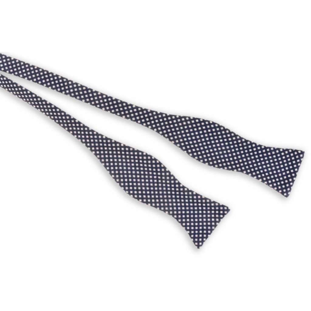 Navy and White Crosshatch Woven Bow Tie by High Cotton - Country Club Prep
