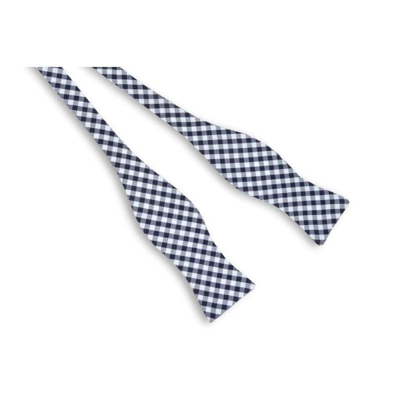 Navy Gingham Check Bow Tie by High Cotton - Country Club Prep
