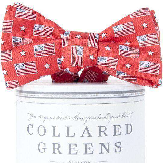 Old Glory Bow Tie in Salmon Red by Collared Greens - Country Club Prep