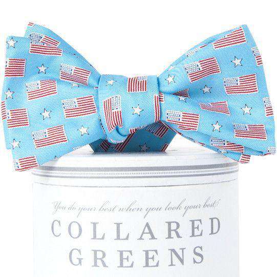 Old Glory Bow Tie in Sky Blue by Collared Greens - Country Club Prep