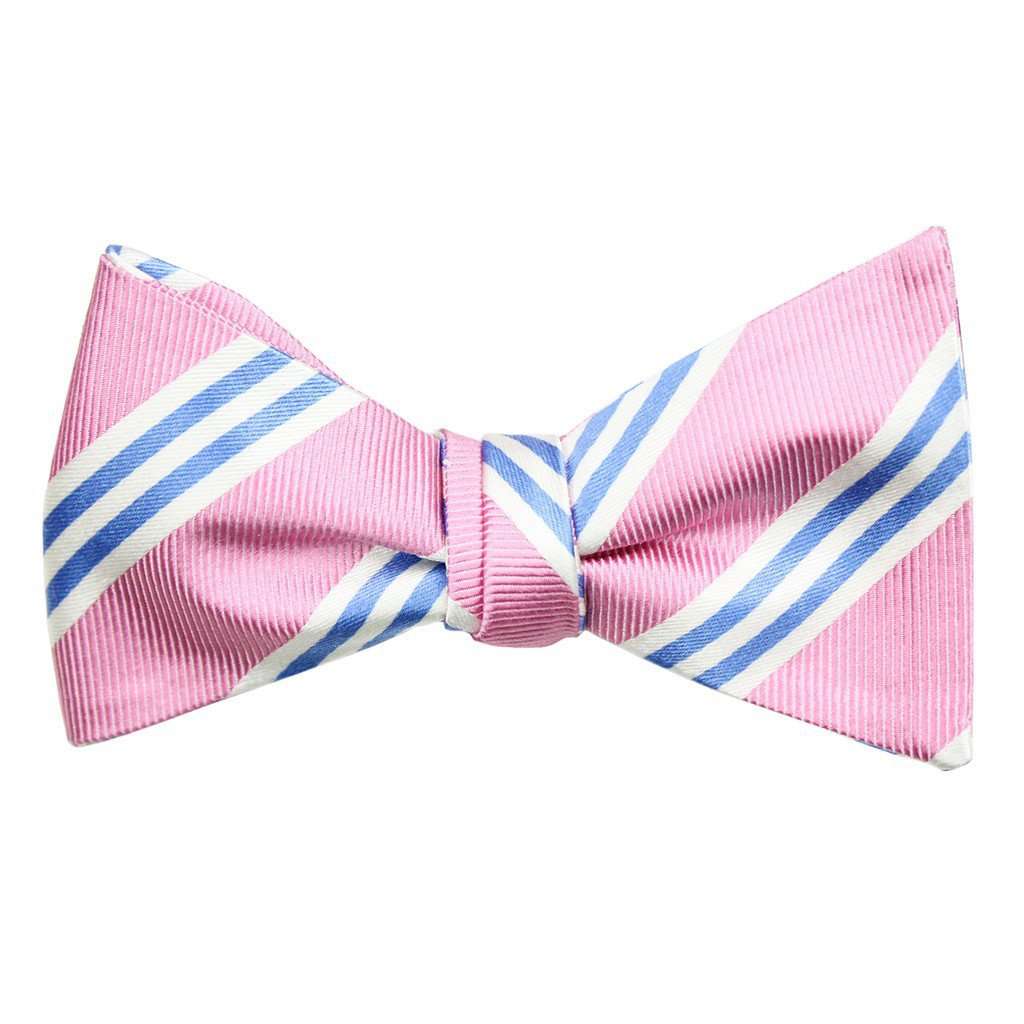 On Air Stripe Bow Tie in Pink by Bird Dog Bay - Country Club Prep