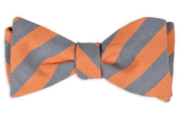 Orange and Blue Oxford Stripe Bow Tie by High Cotton - Country Club Prep