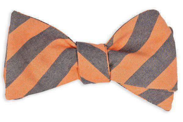 Orange and Navy Oxford Stripe Bow Tie by High Cotton - Country Club Prep