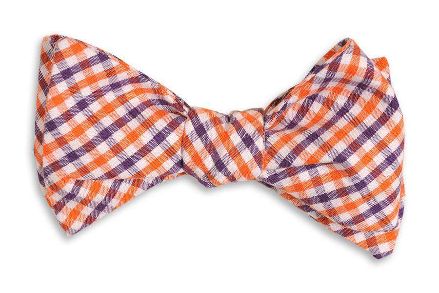 Orange and Purple Tattersall Bow Tie by High Cotton - Country Club Prep