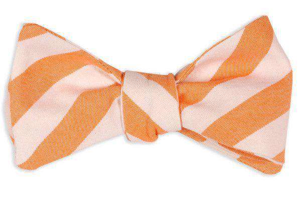 Orange and White Oxford Stripe Bow Tie by High Cotton - Country Club Prep