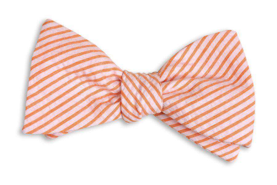 Orange Seersucker Stripe Bow Tie by High Cotton - Country Club Prep