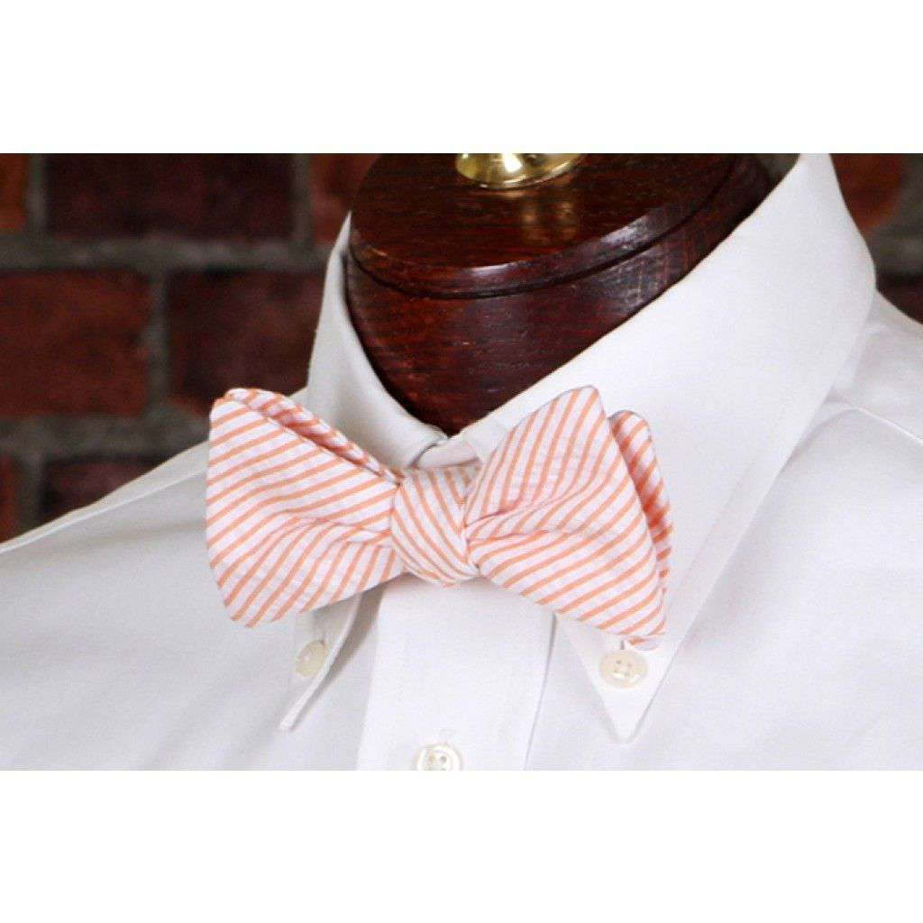 Orange Seersucker Stripe Bow Tie by High Cotton - Country Club Prep