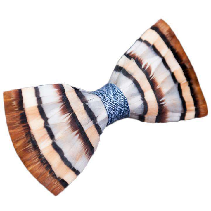 Original Feather Bow Tie in Blue Chuka by Brackish Bow Ties - Country Club Prep