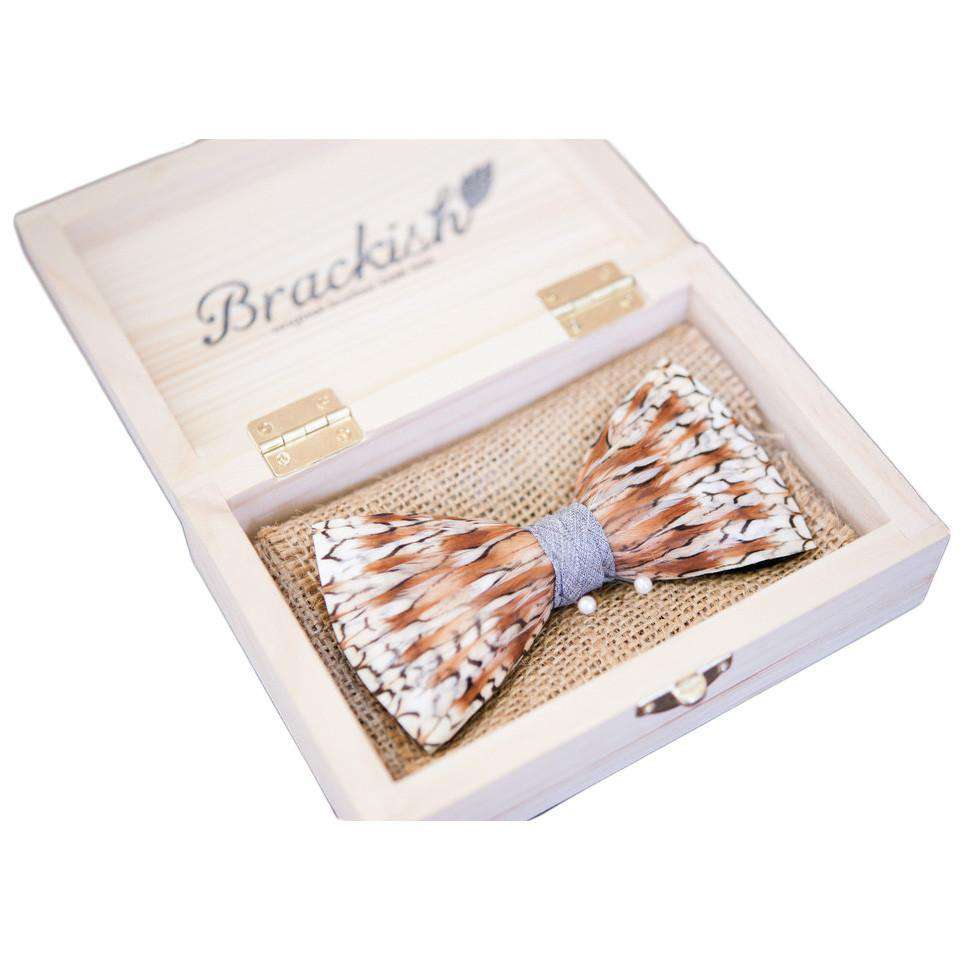 Original Feather Bow Tie in Grey Bobwhite by Brackish Bow Ties - Country Club Prep