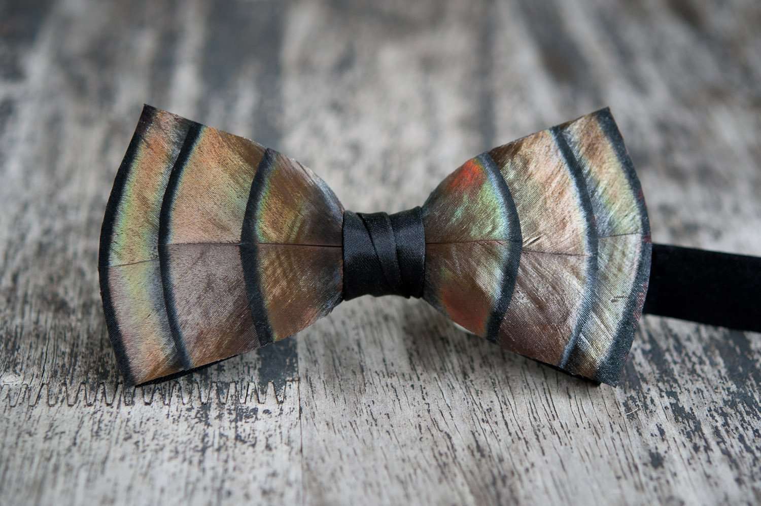 Original Feather Bow Tie in Peacock by Brackish Bow Ties - Country Club Prep