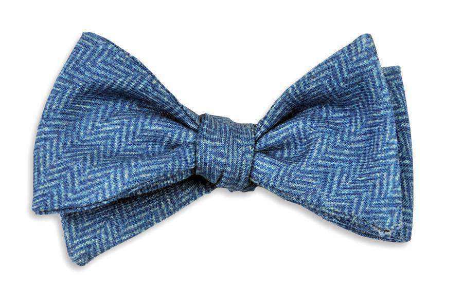 Oxford Blue Herringbone Bow Tie by High Cotton - Country Club Prep