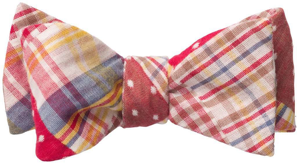 Patchwork Plaid Bow Tie in Red by Southern Proper - Country Club Prep