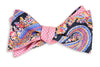 Pimm's Paisley Reversible Bow Tie in Navy Pimm's Paisley and Pink Gingham Check by High Cotton - Country Club Prep