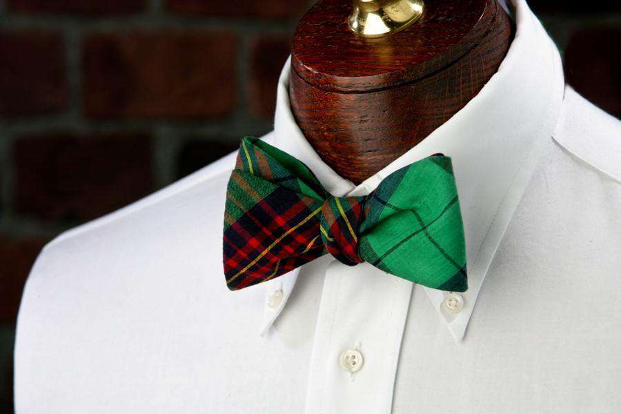 Pinehurst Plaid Bow Tie in Madras Plaid by High Cotton - Country Club Prep