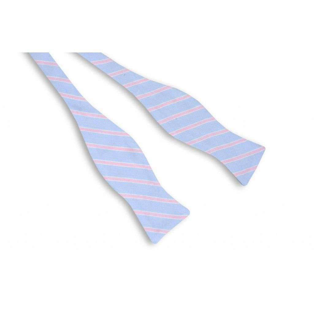 Pink and Blue Linen Stripe Bow Tie by High Cotton - Country Club Prep