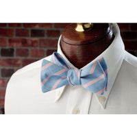 Pink and Blue Linen Stripe Bow Tie by High Cotton - Country Club Prep