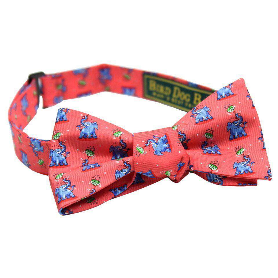 Pink Elephants Bow Tie in Coral by Bird Dog Bay - Country Club Prep