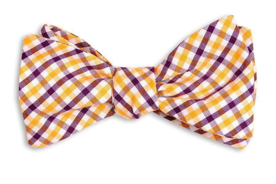 Purple and Gold Tattersall Bow Tie by High Cotton - Country Club Prep