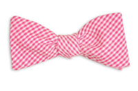 Raspberry Seersucker Gingham Bow Tie in Red by High Cotton - Country Club Prep