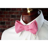 Raspberry Seersucker Gingham Bow Tie in Red by High Cotton - Country Club Prep