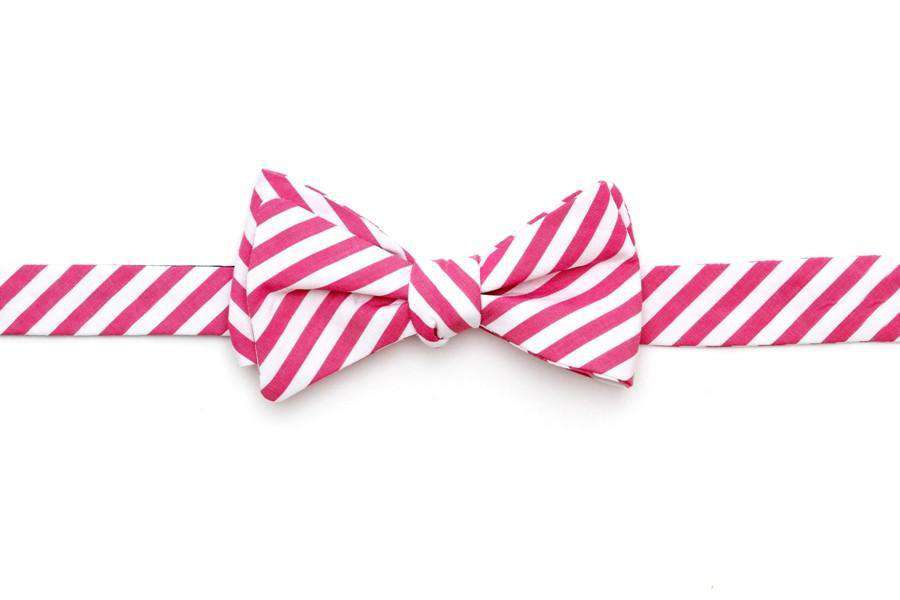 Raspberry Stripe Bow Tie in Pink by High Cotton - Country Club Prep