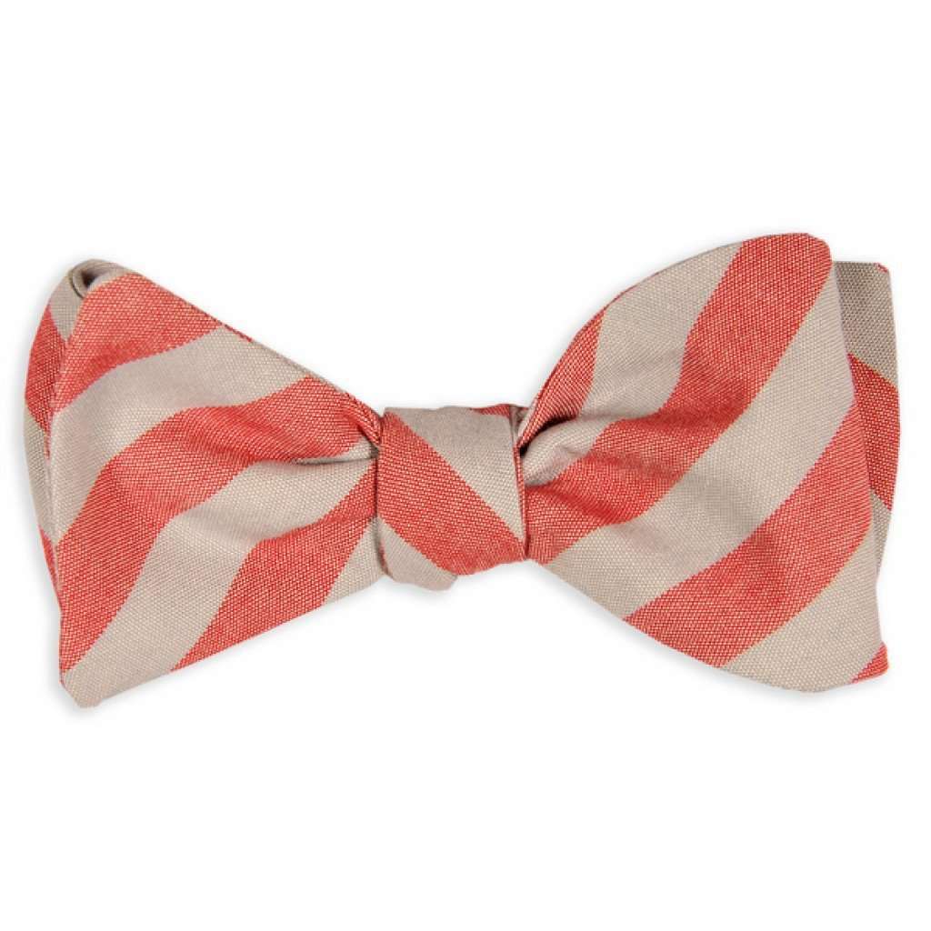 Red and Grey Oxford Stripe Bow Tie by High Cotton - Country Club Prep