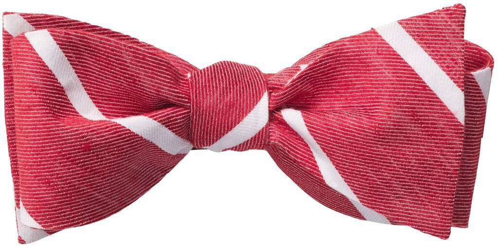 Red Linen Stripe Bow Tie by Southern Proper - Country Club Prep