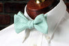 Seafoam Green/Blue Seersucker Gingham Bow Tie by High Cotton - Country Club Prep