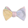 Seersucker Four Way Bow Tie in Pink, Green, Yellow and Light Blue by High Cotton - Country Club Prep