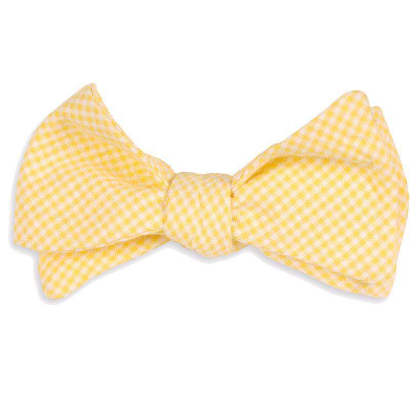 Seersucker Gingham Bow Tie in Yellow by High Cotton - Country Club Prep