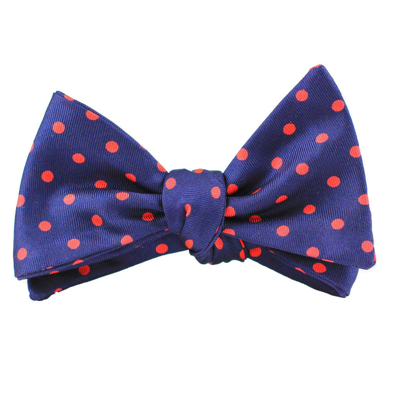 Res Ipsa Silk Bow Tie in Navy with Red Dots – Country Club Prep