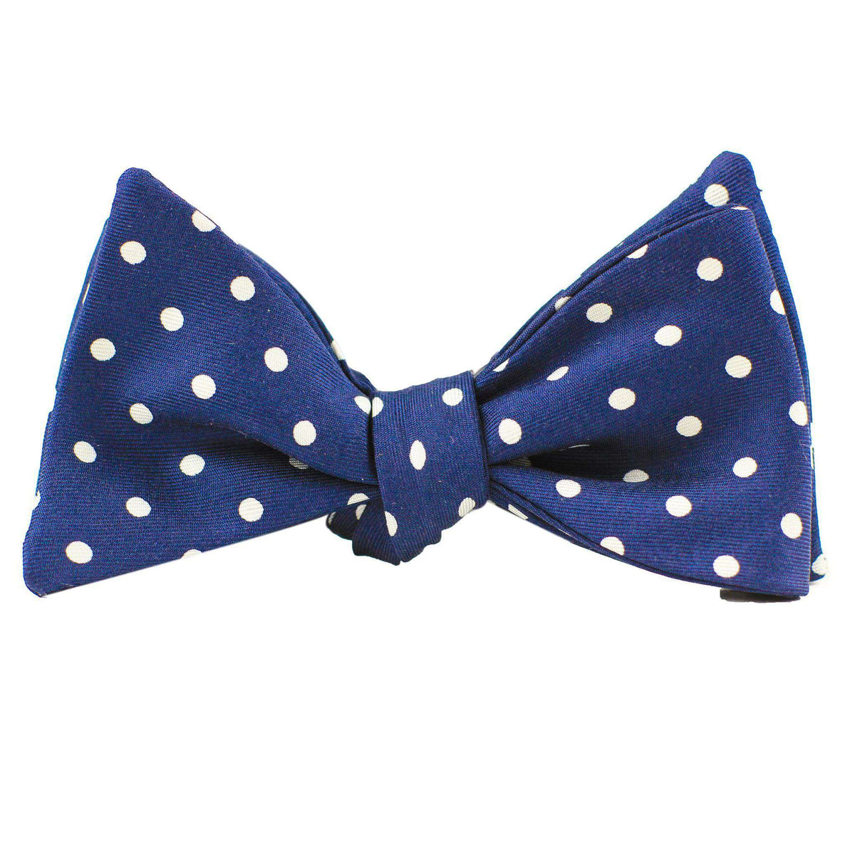 Silk Bow Tie in Navy with White Dots by Res Ipsa - Country Club Prep