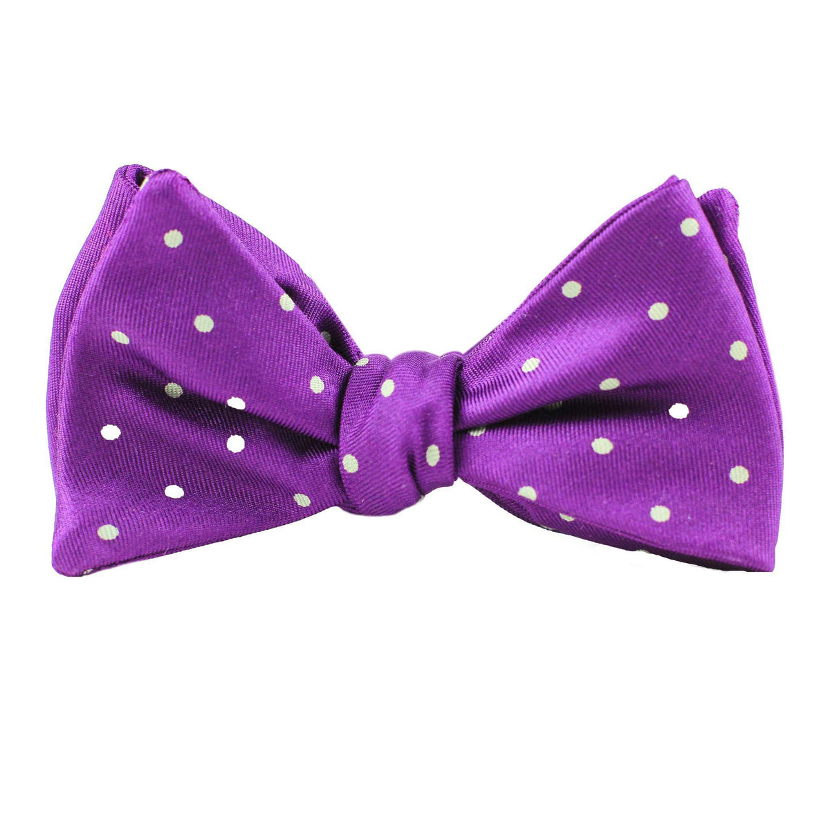Silk Bow Tie in Purple with White Dots by Res Ipsa - Country Club Prep